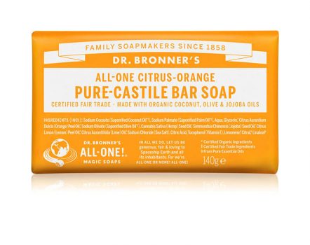 Dr. Bronners Citrus-Orange Pure-Castile Bar Soap