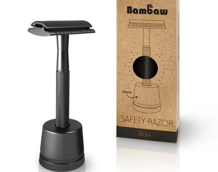 Double Edge Safety Razor With Stand Black