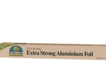 onbewerkte kartonnen doos met daarop Extra Sterk Aluminium Folie gedrukt van het merk If You Care