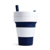 Stojo: Reusable to go cup in color indigo (navy blue and white) 470ml